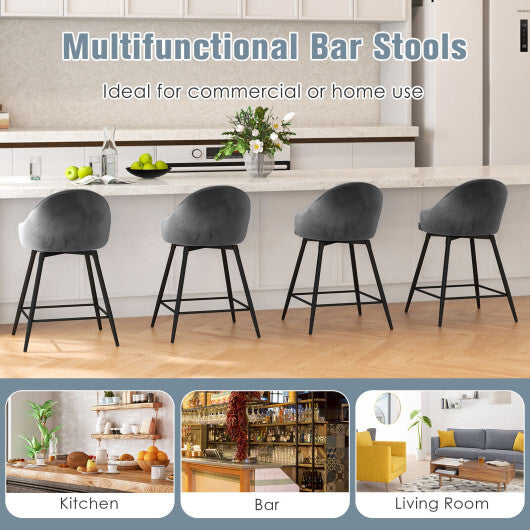 360-degree Swivel Bar Stools Set of 2-Gray