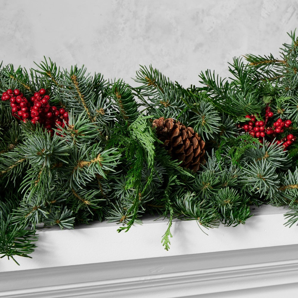 Holiday Berry & Pine Live Wreath & Garland