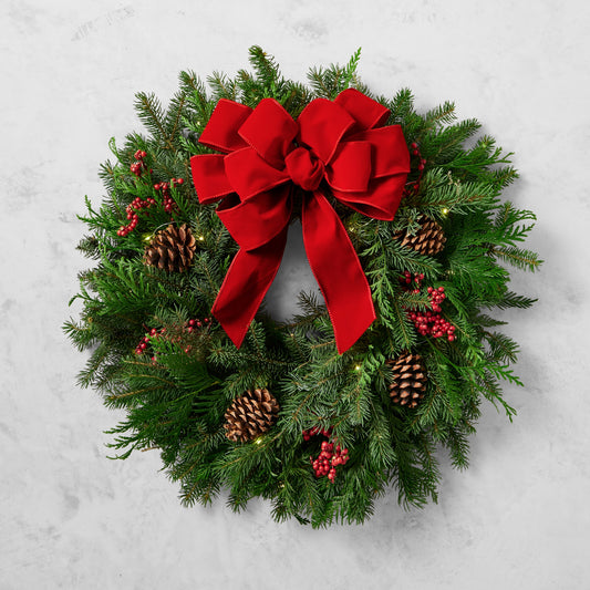 Holiday Berry & Pine Live Wreath & Garland