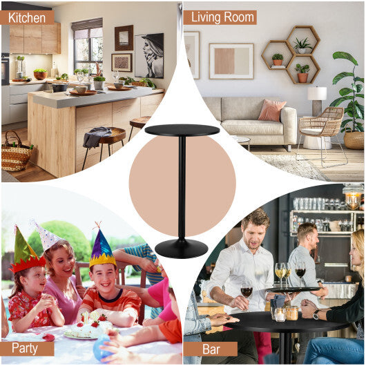 24 Inch Modern Style Round Cocktail Table with Metal Base and MDF Top