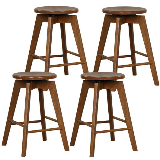 2 Set of 24.5 Inch Counter Height Bar Stool with Rubber Wood Frame