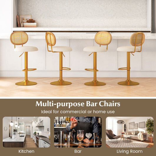 2 Pieces Bar Chairs with PE Rattan Backrest-360?Swivel and Height Adjustable