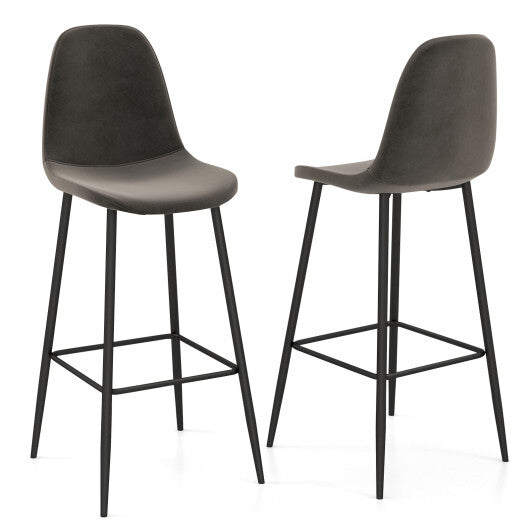 29.5 Inches High Back Bar Stools Set of 2-Brown