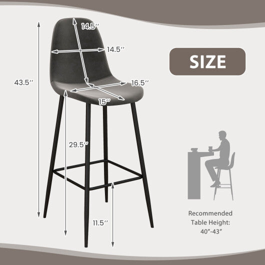 29.5 Inches High Back Bar Stools Set of 2-Brown