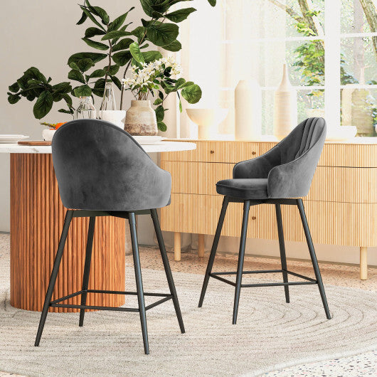 360-degree Swivel Bar Stools Set of 2-Gray