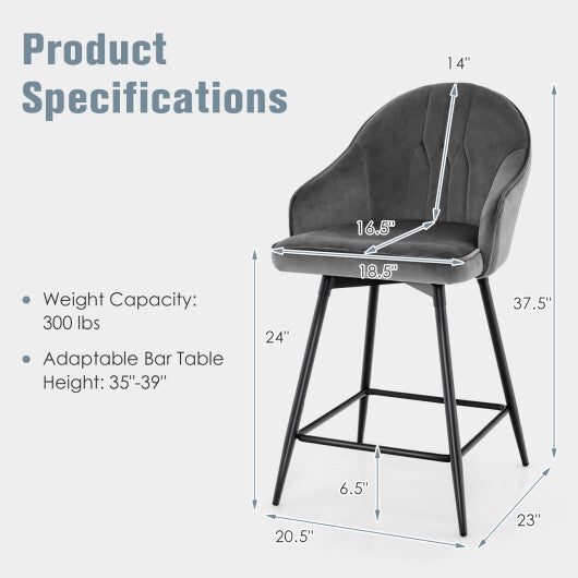 360-degree Swivel Bar Stools Set of 2-Gray
