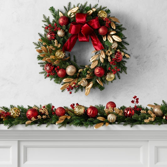 Twas the Night Before Christmas UV Protected Pre-Lit Faux Wreath & Garland